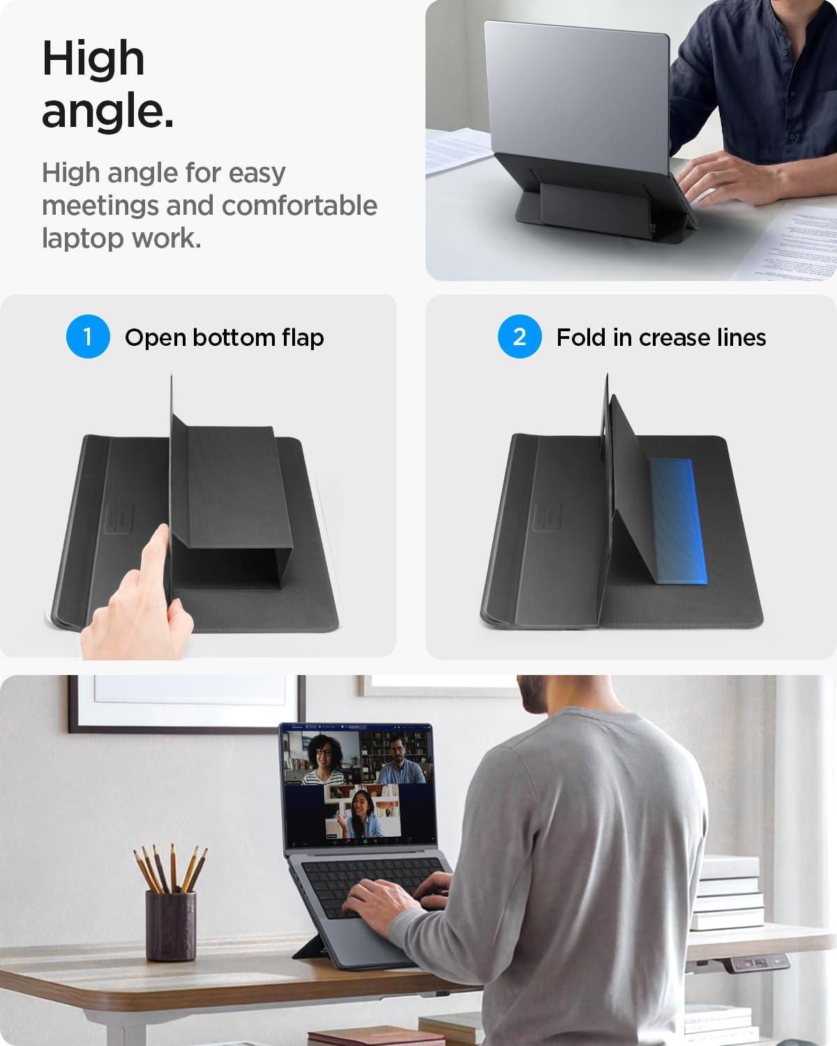imageSpigen Slim Fold Portable Standing Desk Laptop Stand Foldable Ergonomic Angle Lift AntiSlip Compatible with MacBook Neo MacBook Air MacBook Pro 1116 and iPadAirPro and More Black LD201S10LD201S7