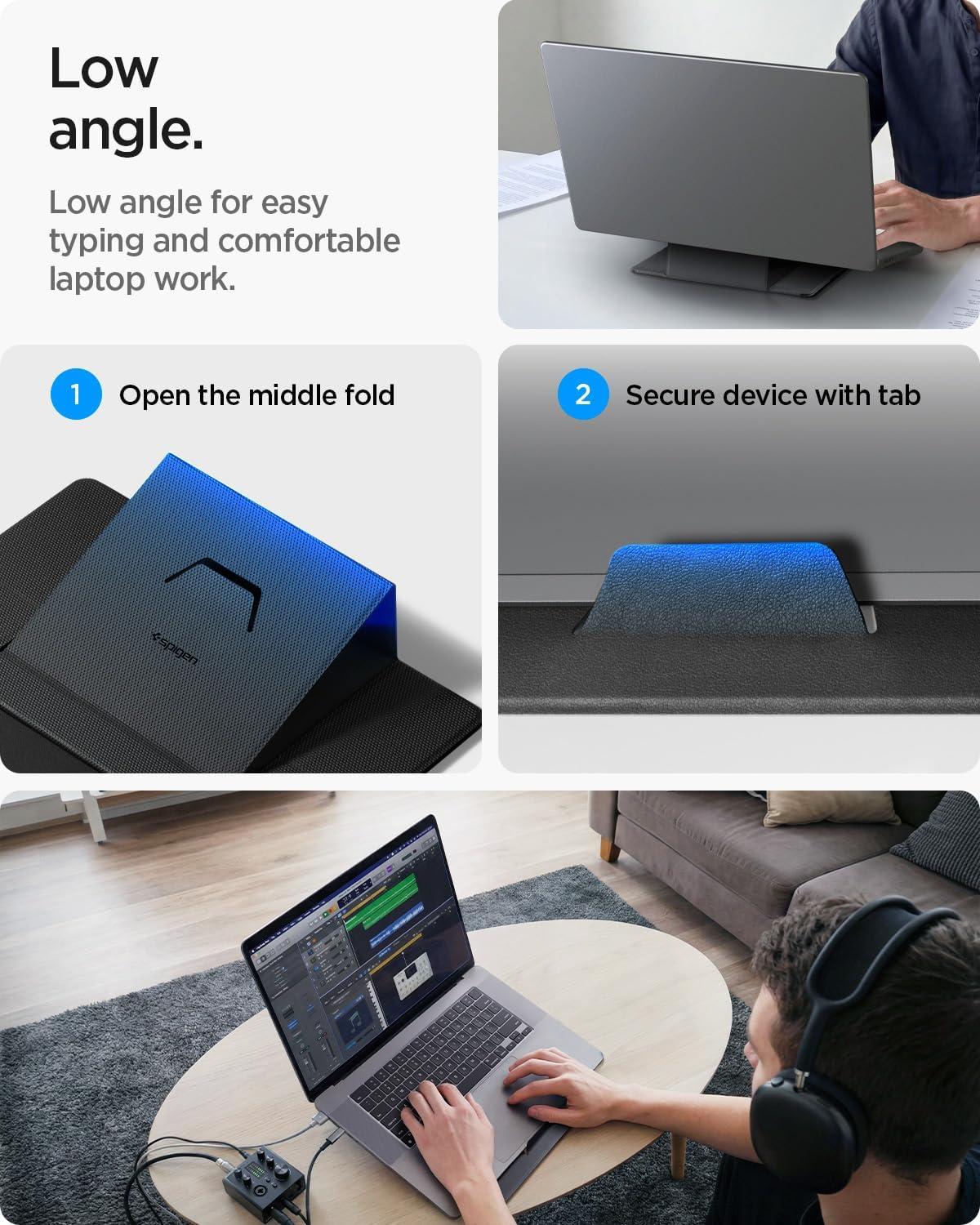 imageSpigen Slim Fold Portable Standing Desk Laptop Stand Foldable Ergonomic Angle Lift AntiSlip Compatible with MacBook Neo MacBook Air MacBook Pro 1116 and iPadAirPro and More Black LD201S10LD201S8