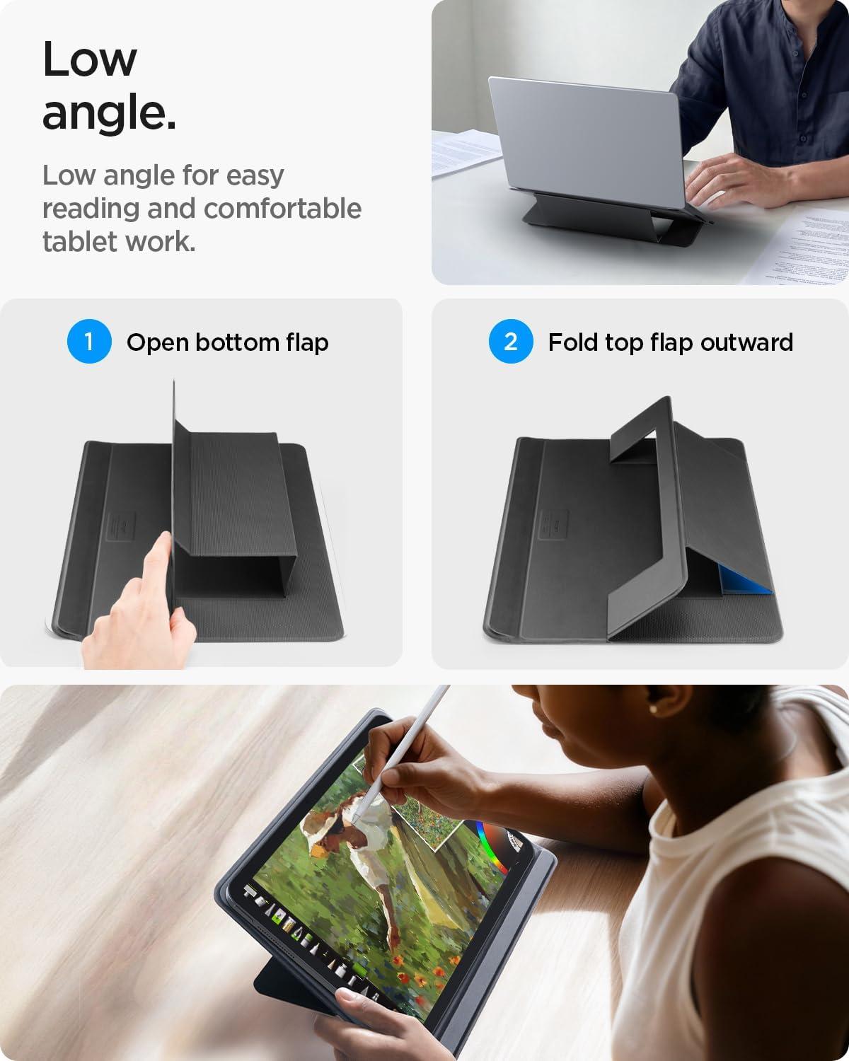 imageSpigen Slim Fold Portable Standing Desk Laptop Stand Foldable Ergonomic Angle Lift AntiSlip Compatible with MacBook Neo MacBook Air MacBook Pro 1116 and iPadAirPro and More Black LD201S10LD201S7