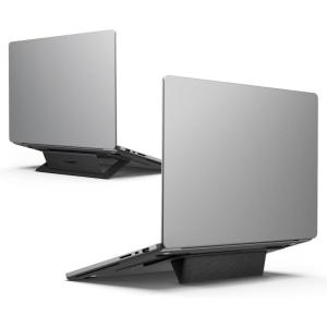 Spigen Slim Fold Portable Standing Desk Laptop Stand Foldable Ergonomic Angle Lift Anti-Slip Compatible with MacBook Neo, MacBook Air, MacBook Pro 11″-16″ and iPad/Air/Pro and More – Black (LD201-S10)(LD201-S1)