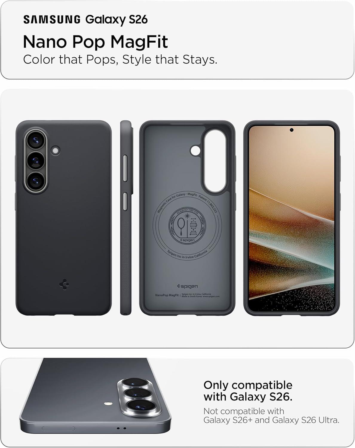 imageSpigen for Galaxy S26 Ultra Case Nano Pop MagFit Compatible with MagSafe Fast Wireless Charging AVO GreenBlack Sesame