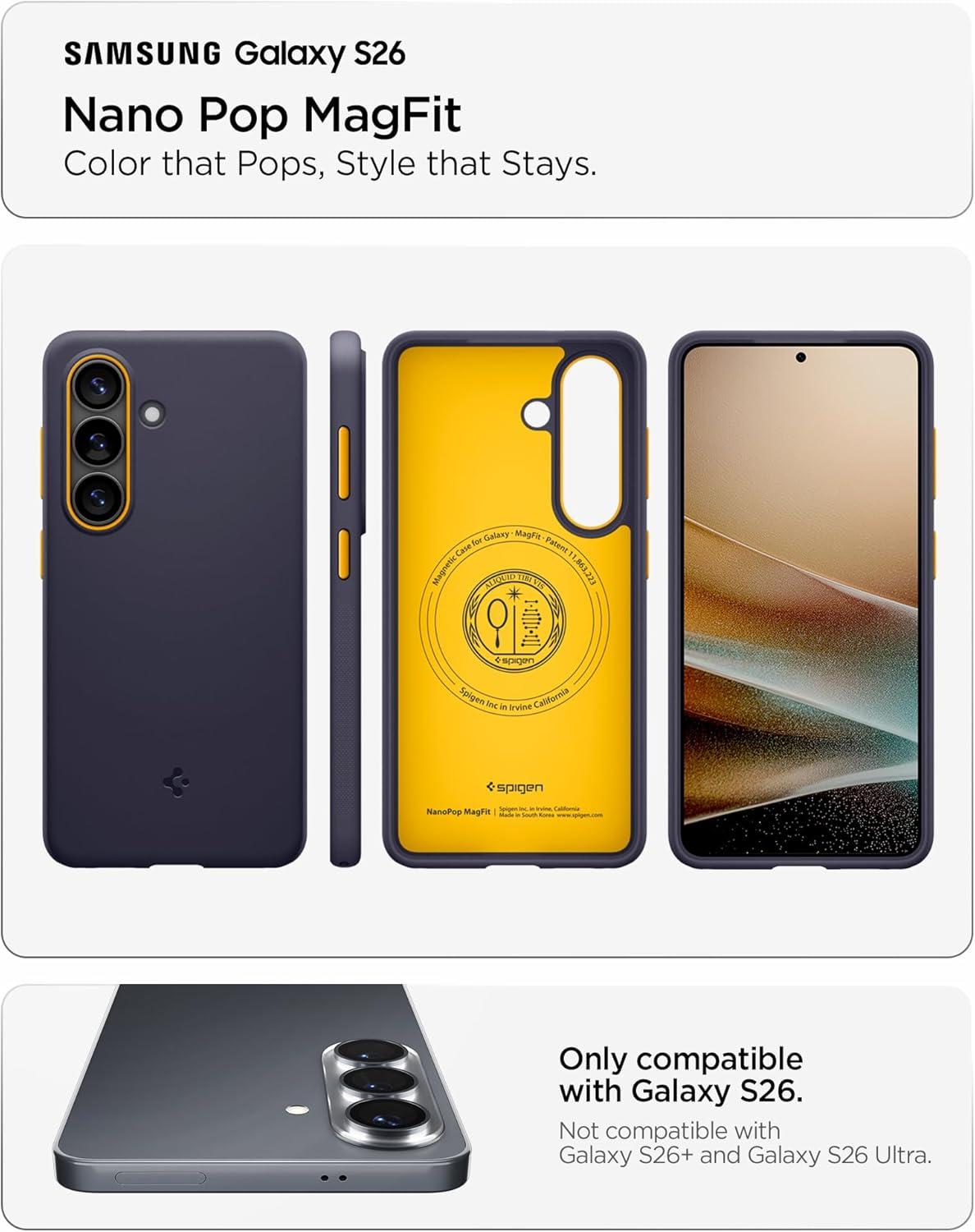 imageSpigen for Galaxy S26 Ultra Case Nano Pop MagFit Compatible with MagSafe Fast Wireless Charging AVO GreenBlueberry Navy