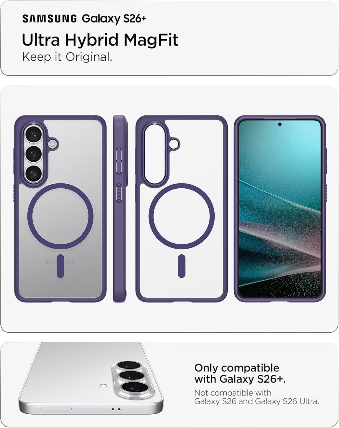 imageSpigen for Galaxy S26 Ultra Case Ultra Hybrid MagFit AntiYellowing Compatible with MagSafe Fast Wireless Charging Clear WhiteDeep Purple
