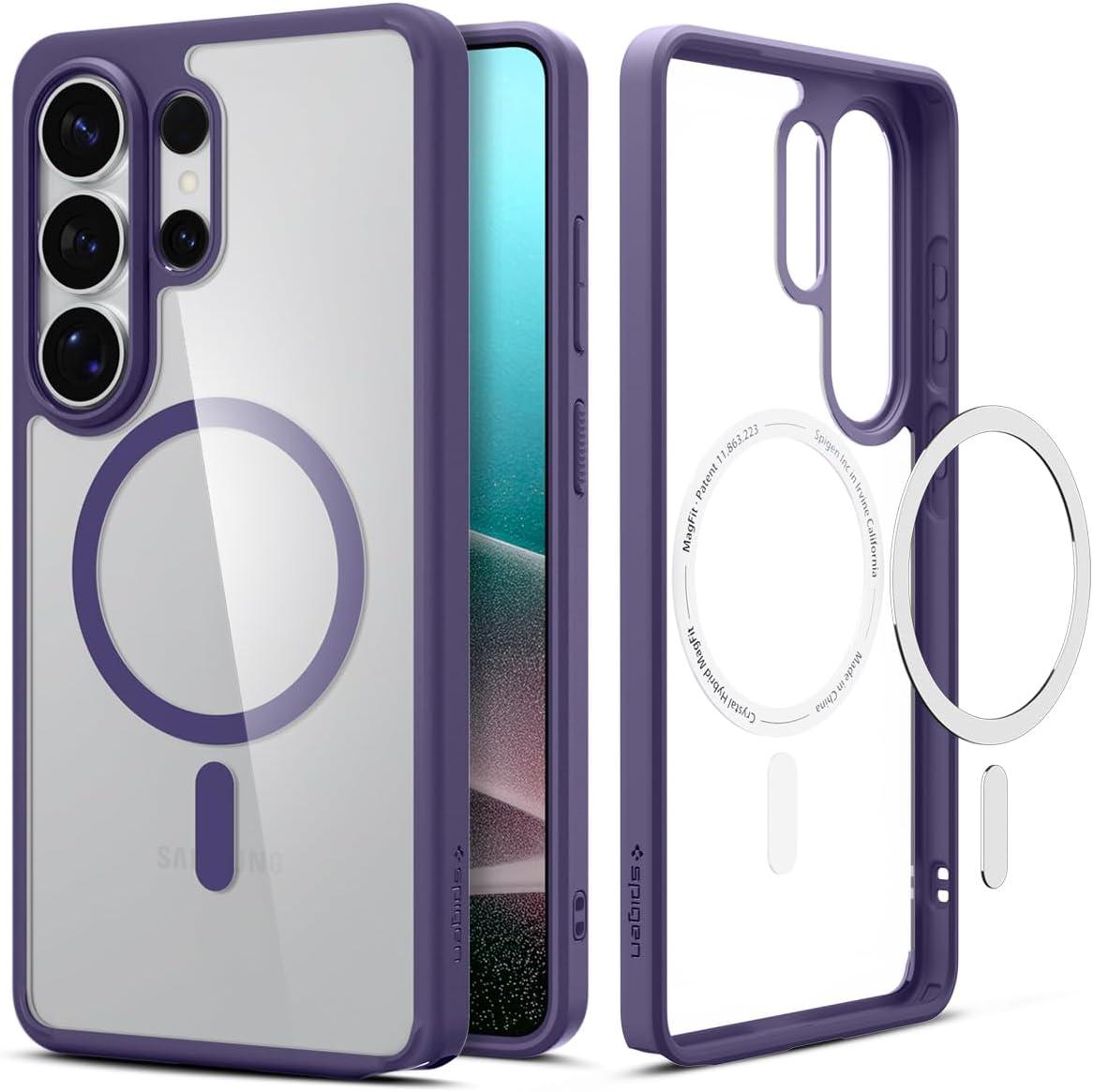 imageSpigen for Galaxy S26 Ultra Case Ultra Hybrid MagFit AntiYellowing Compatible with MagSafe Fast Wireless Charging Clear WhiteDeep Purple
