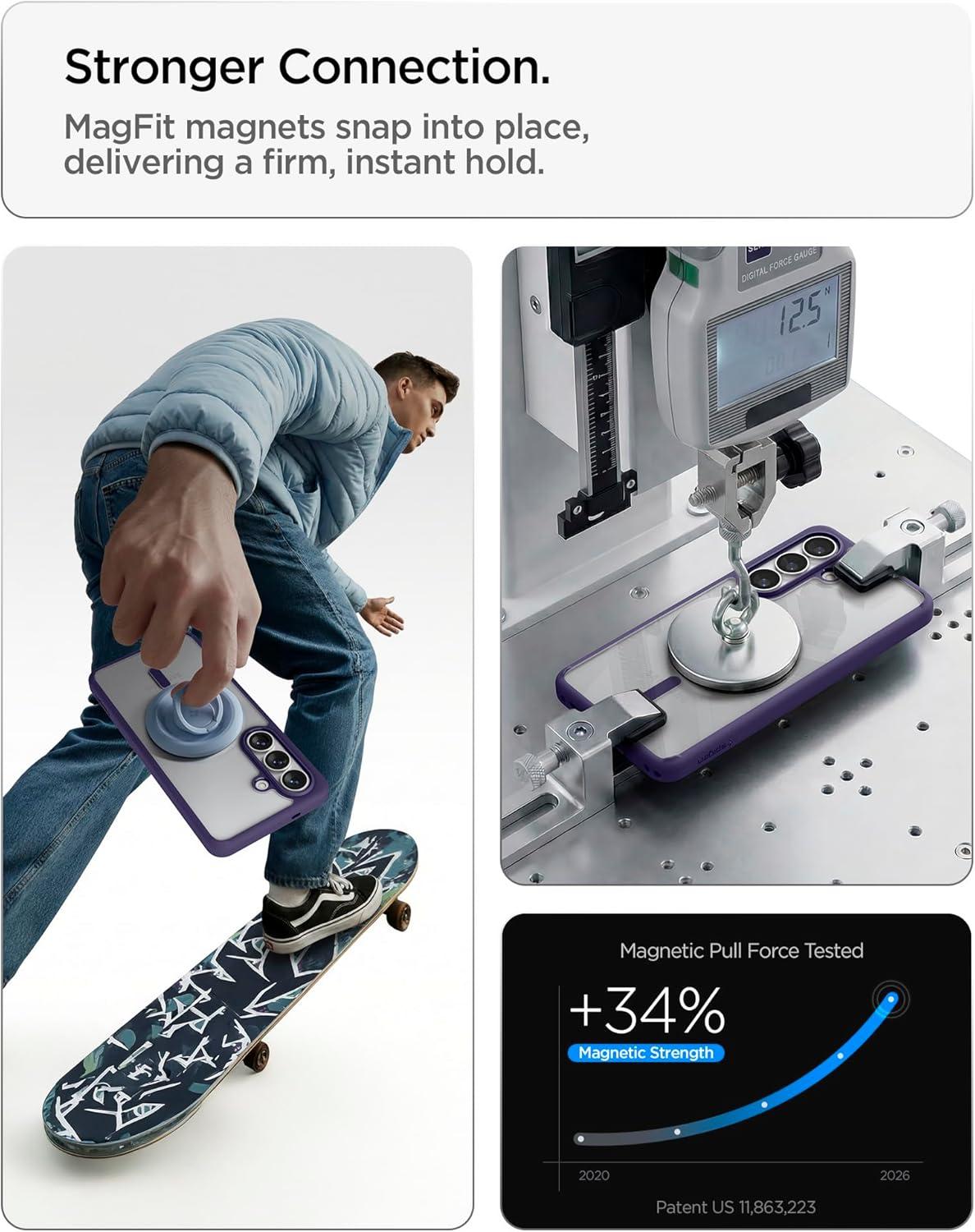 imageSpigen for Galaxy S26 Ultra Case Ultra Hybrid MagFit AntiYellowing Compatible with MagSafe Fast Wireless Charging Clear WhiteDeep Purple