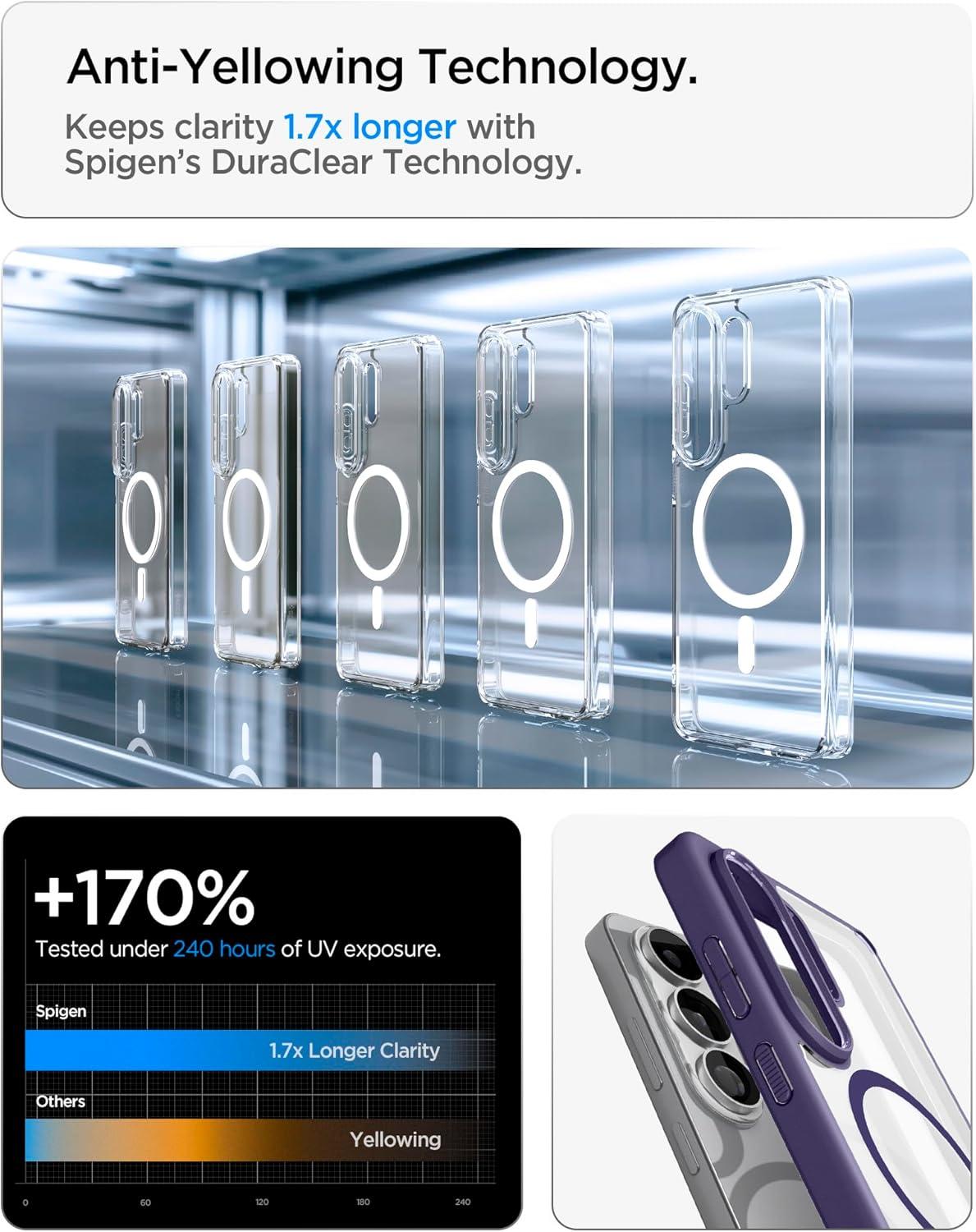 imageSpigen for Galaxy S26 Ultra Case Ultra Hybrid MagFit AntiYellowing Compatible with MagSafe Fast Wireless Charging Clear WhiteDeep Purple