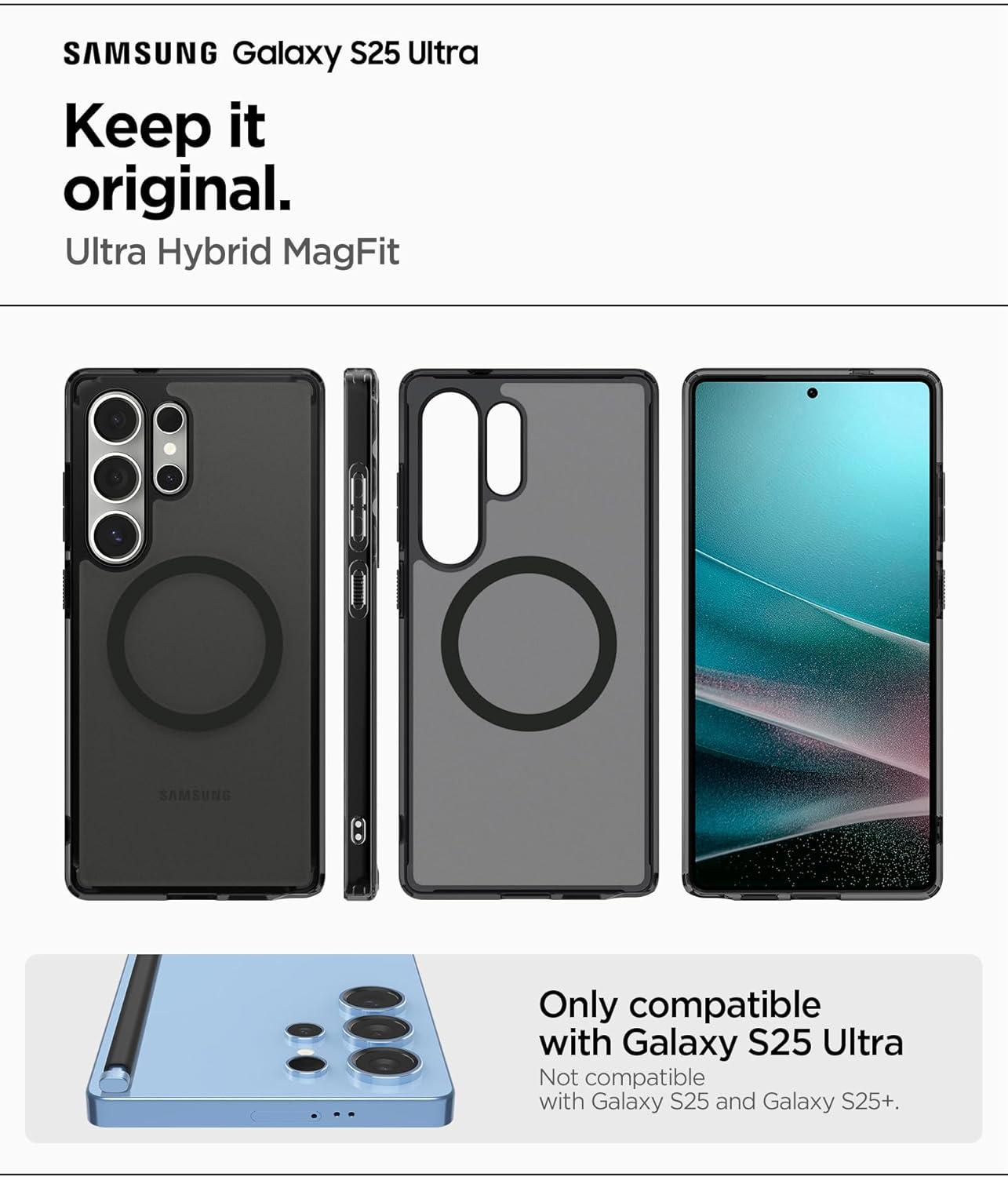 imageSpigen for Galaxy S26 Ultra Case Ultra Hybrid MagFit AntiYellowing Compatible with MagSafe Fast Wireless Charging Clear WhiteFrost Black