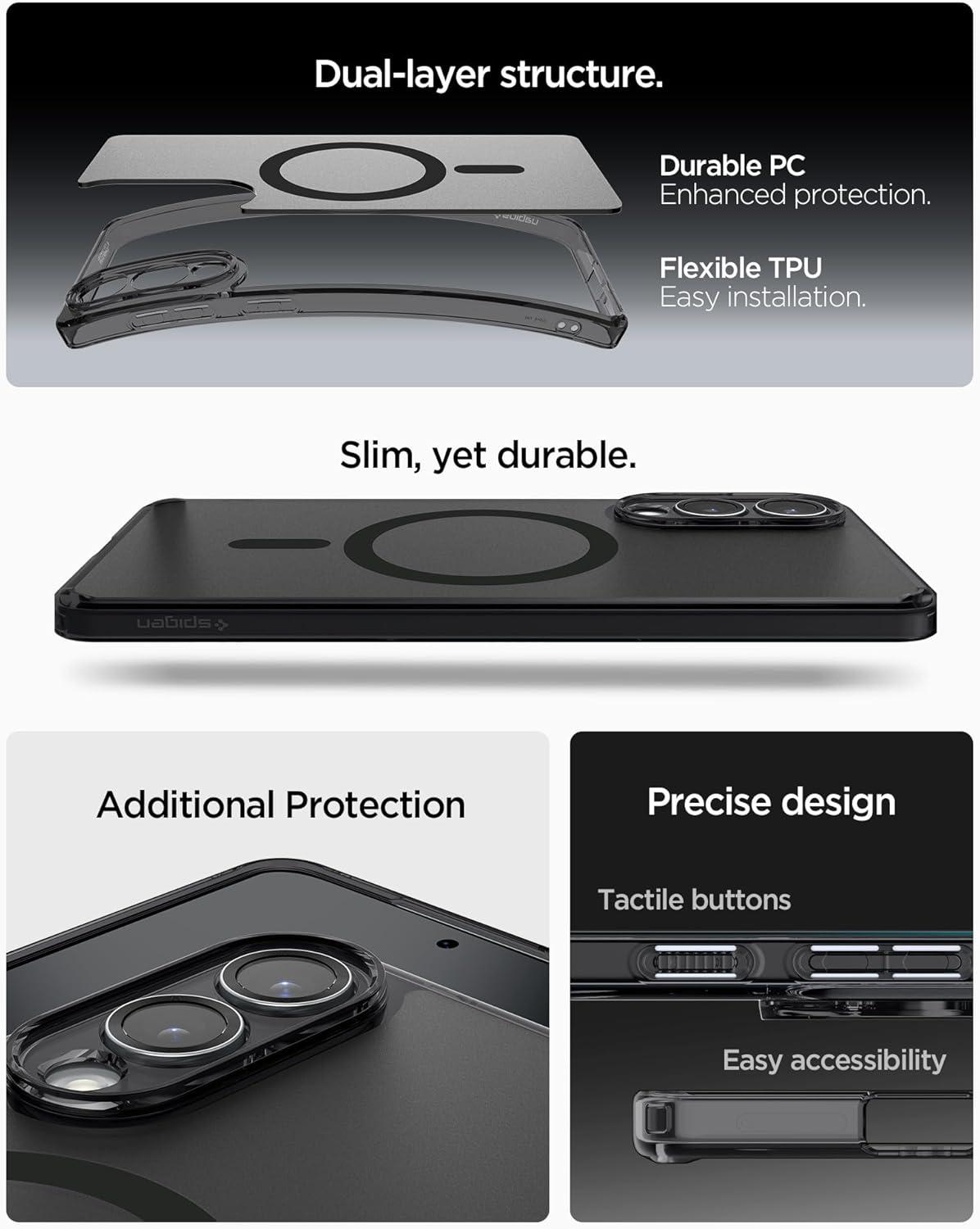 imageSpigen for Galaxy S26 Ultra Case Ultra Hybrid MagFit AntiYellowing Compatible with MagSafe Fast Wireless Charging Clear WhiteFrost Black