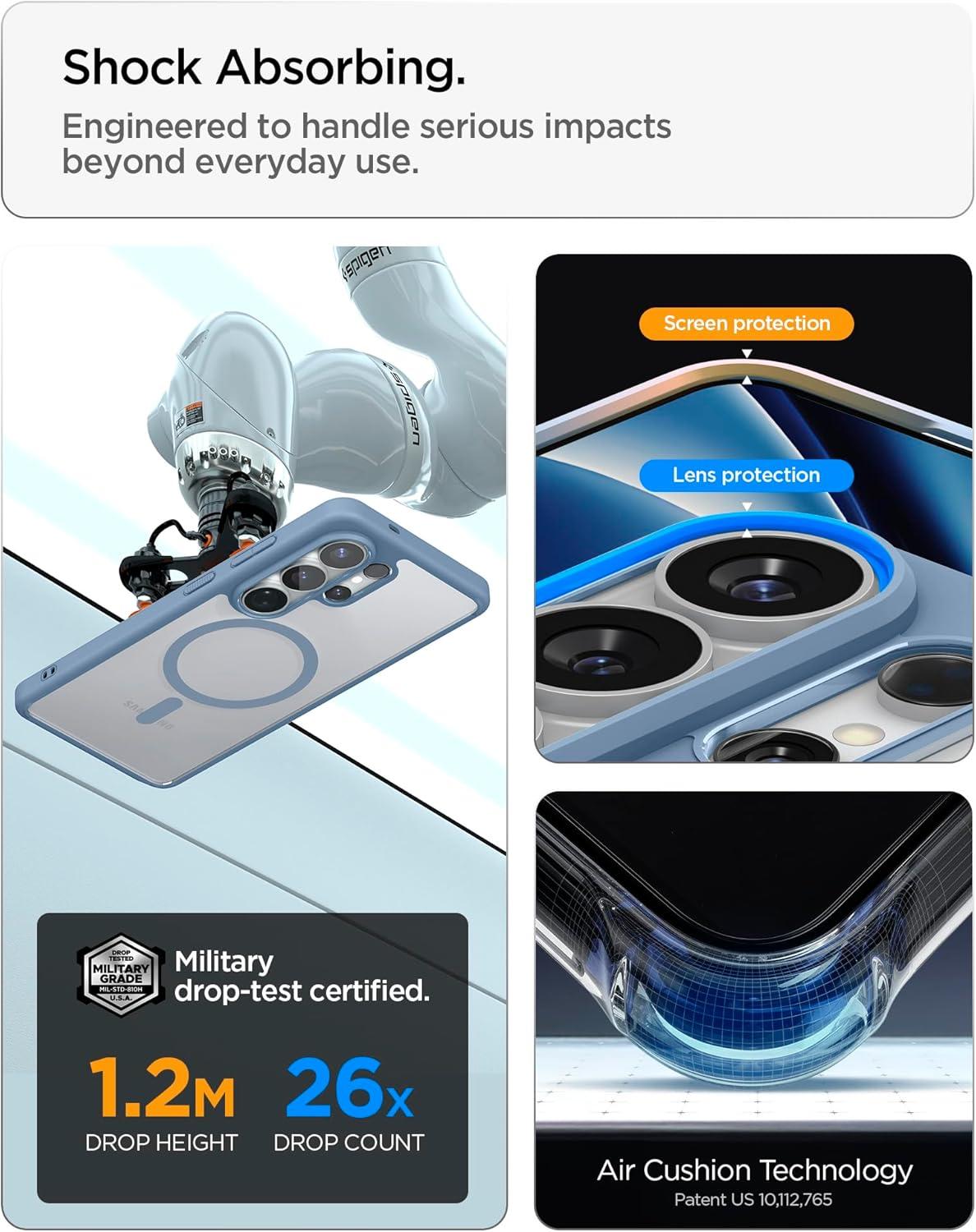 imageSpigen for Galaxy S26 Ultra Case Ultra Hybrid MagFit AntiYellowing Compatible with MagSafe Fast Wireless Charging Clear WhiteLight Blue