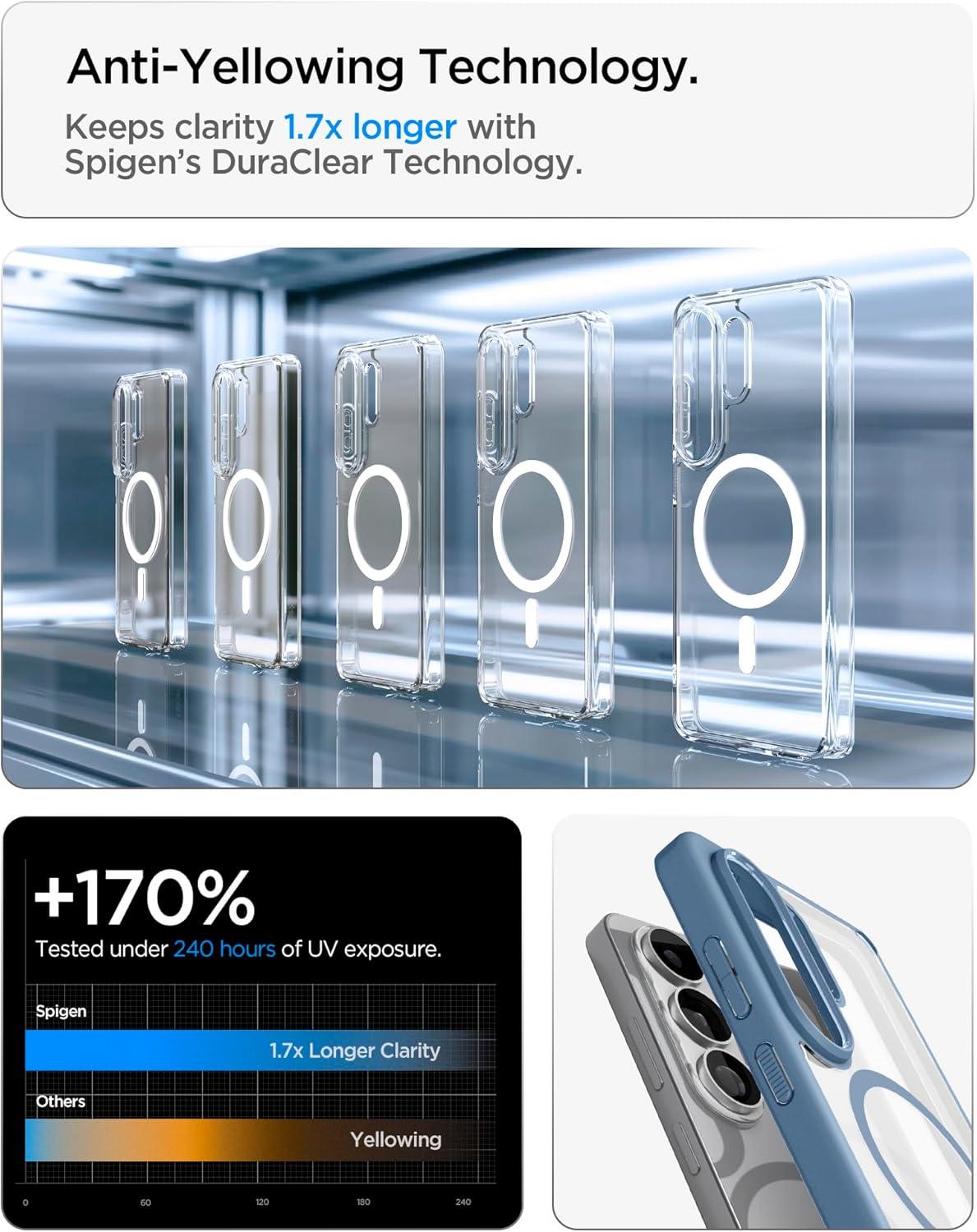 imageSpigen for Galaxy S26 Ultra Case Ultra Hybrid MagFit AntiYellowing Compatible with MagSafe Fast Wireless Charging Clear WhiteLight Blue