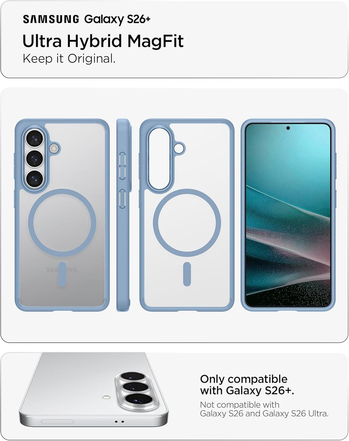 imageSpigen for Galaxy S26 Ultra Case Ultra Hybrid MagFit AntiYellowing Compatible with MagSafe Fast Wireless Charging Clear WhiteLight Blue