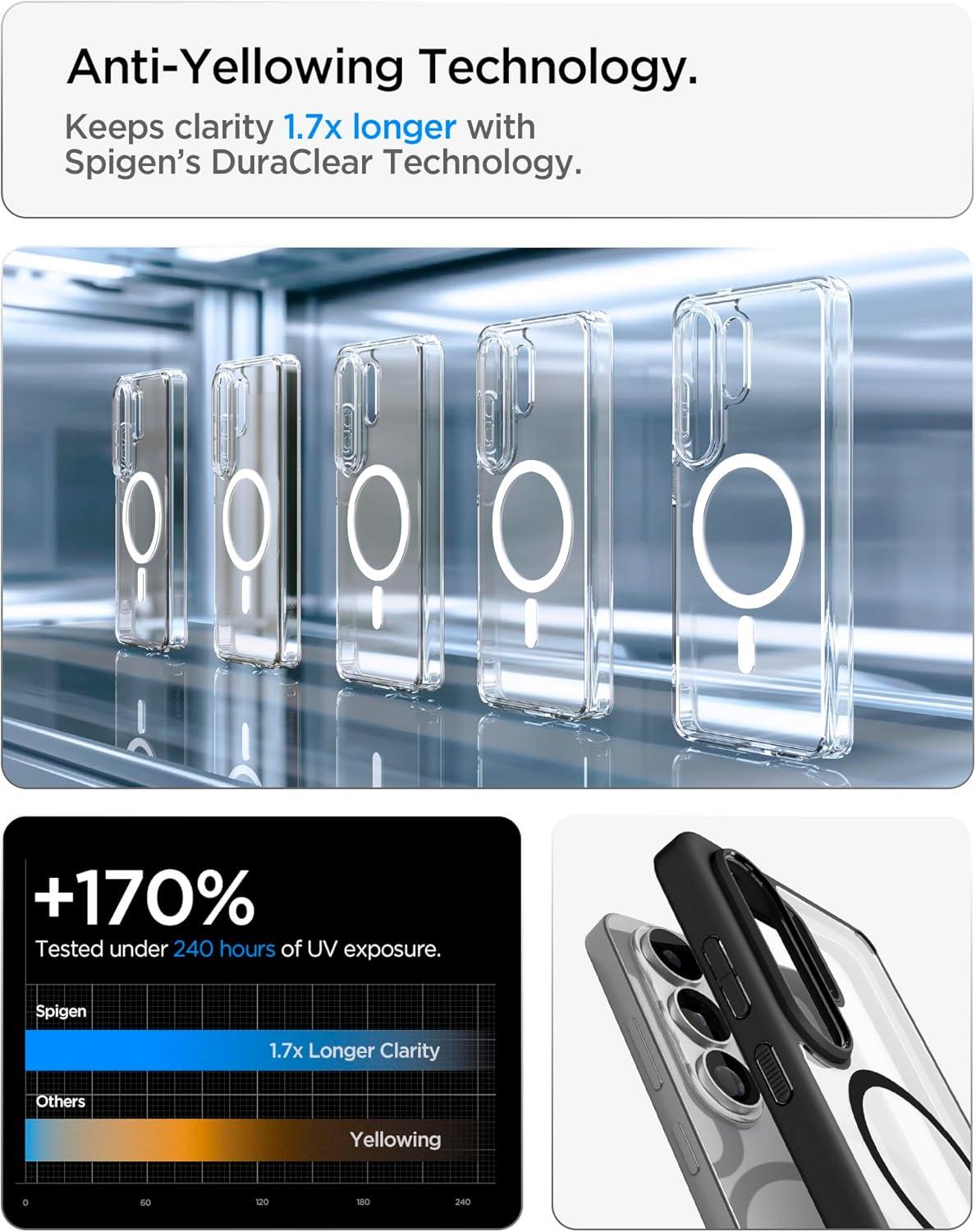imageSpigen for Galaxy S26 Ultra Case Ultra Hybrid MagFit AntiYellowing Compatible with MagSafe Fast Wireless Charging Clear WhiteMatte Black