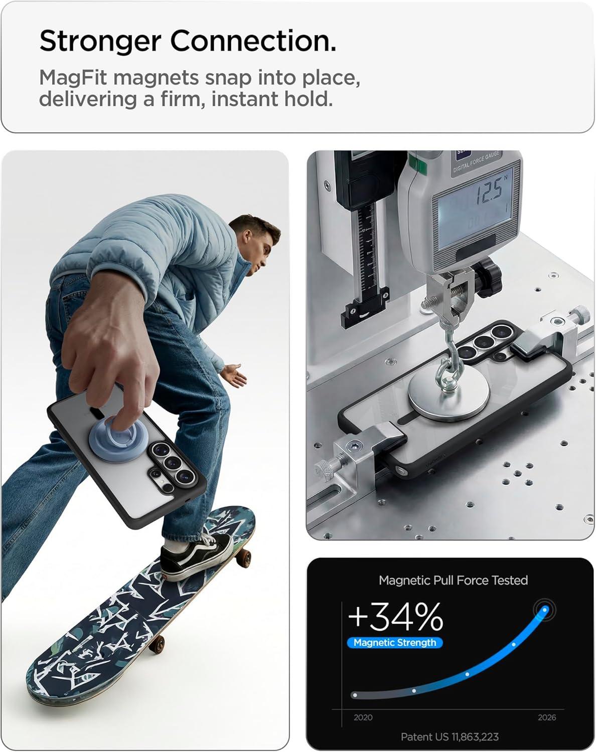 imageSpigen for Galaxy S26 Ultra Case Ultra Hybrid MagFit AntiYellowing Compatible with MagSafe Fast Wireless Charging Clear WhiteMatte Black