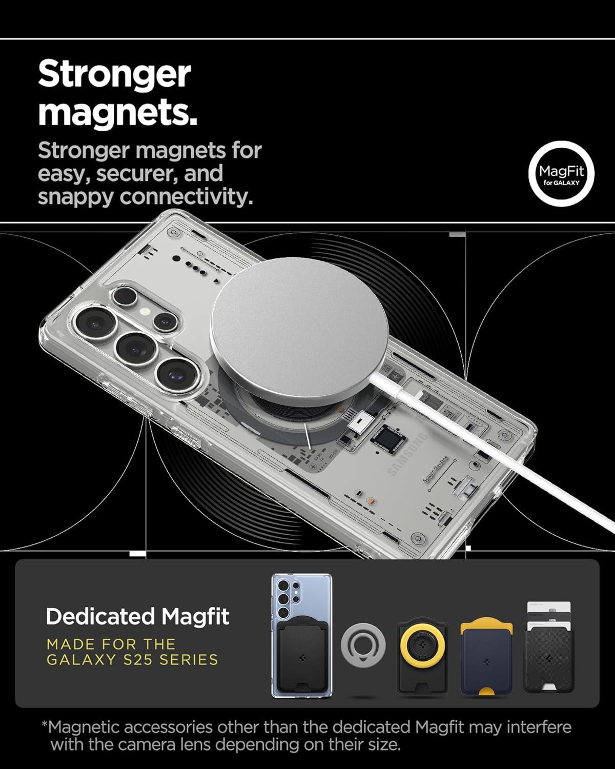 imageSpigen for Galaxy S26 Ultra Case Ultra Hybrid MagFit AntiYellowing Compatible with MagSafe Fast Wireless Charging Clear WhiteNeo One