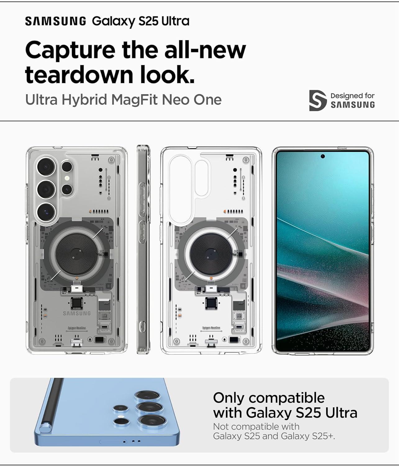 imageSpigen for Galaxy S26 Ultra Case Ultra Hybrid MagFit AntiYellowing Compatible with MagSafe Fast Wireless Charging Clear WhiteNeo One