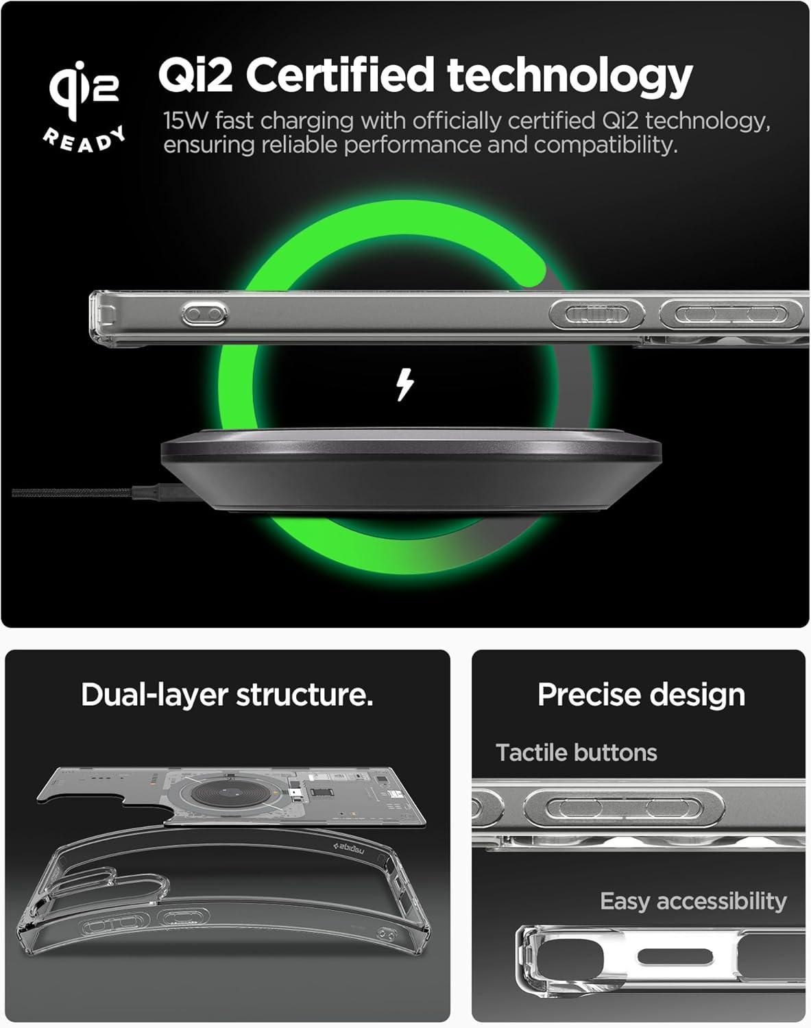 imageSpigen for Galaxy S26 Ultra Case Ultra Hybrid MagFit AntiYellowing Compatible with MagSafe Fast Wireless Charging Clear WhiteNeo One