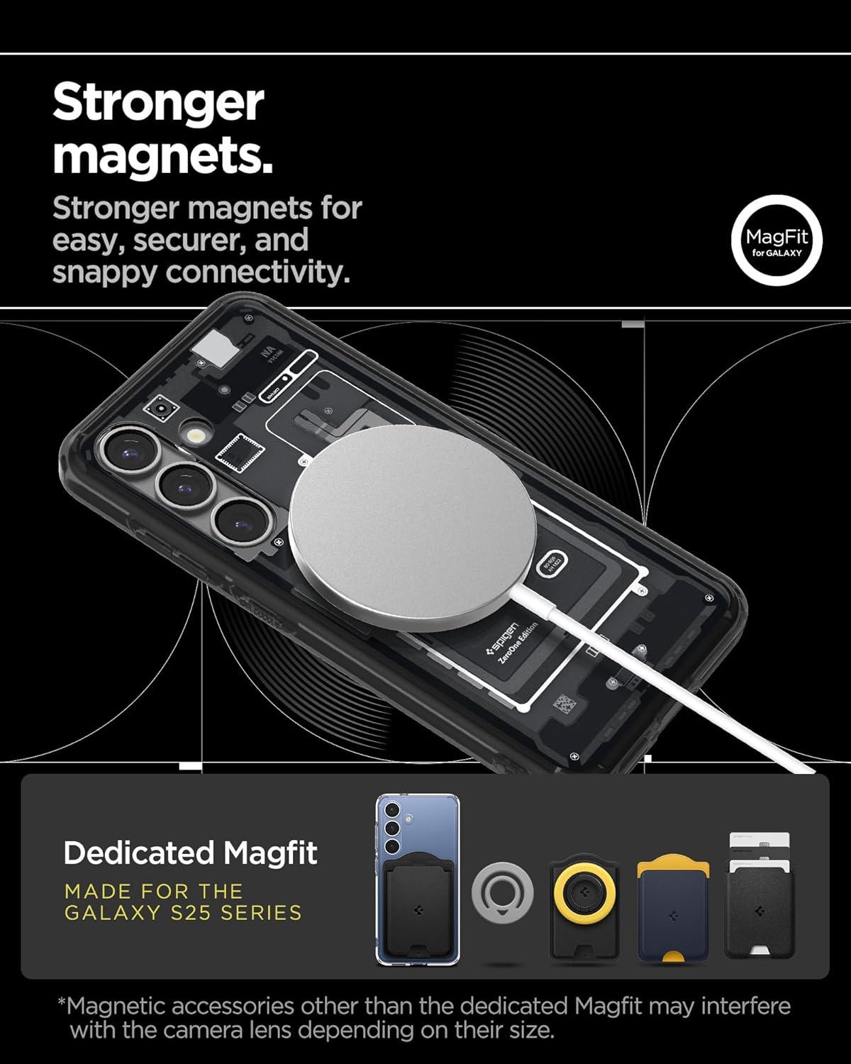 imageSpigen for Galaxy S26 Ultra Case Ultra Hybrid MagFit AntiYellowing Compatible with MagSafe Fast Wireless Charging Clear WhiteZero One Black