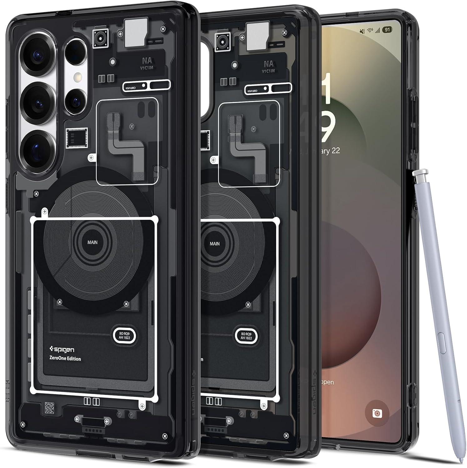imageSpigen for Galaxy S26 Ultra Case Ultra Hybrid MagFit AntiYellowing Compatible with MagSafe Fast Wireless Charging Clear WhiteZero One Black