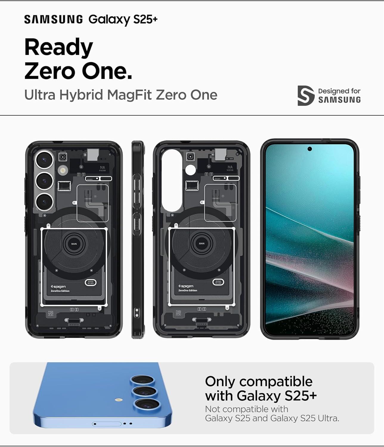 imageSpigen for Galaxy S26 Ultra Case Ultra Hybrid MagFit AntiYellowing Compatible with MagSafe Fast Wireless Charging Clear WhiteZero One Black
