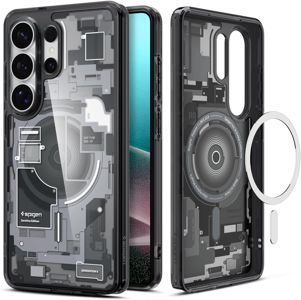imageSpigen for Galaxy S26 Ultra Case Ultra Hybrid MagFit AntiYellowing Compatible with MagSafe Fast Wireless Charging Clear WhiteZero One Black