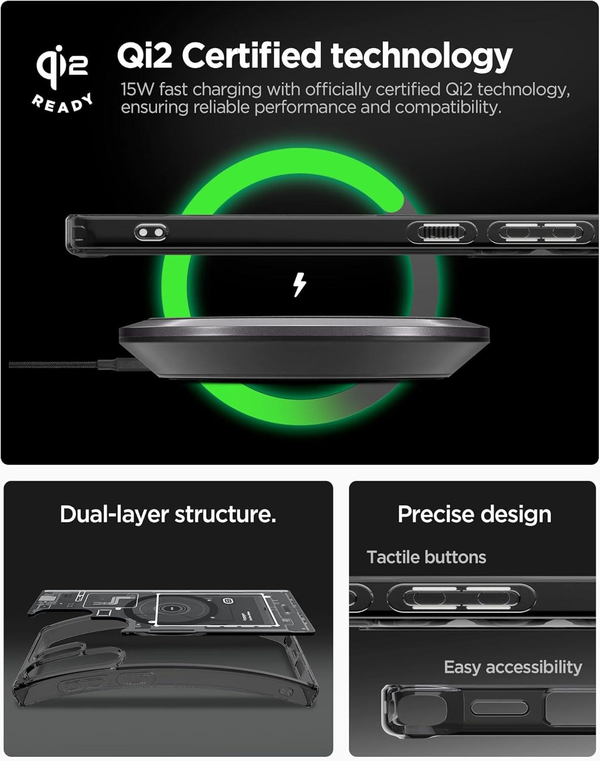 imageSpigen for Galaxy S26 Ultra Case Ultra Hybrid MagFit AntiYellowing Compatible with MagSafe Fast Wireless Charging Clear WhiteZero One Black