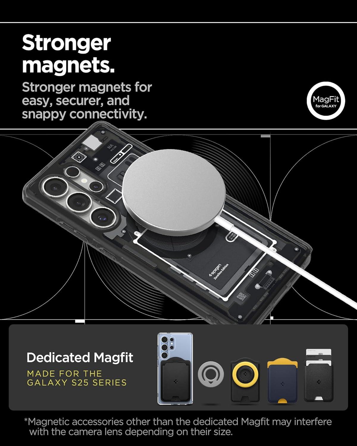imageSpigen for Galaxy S26 Ultra Case Ultra Hybrid MagFit AntiYellowing Compatible with MagSafe Fast Wireless Charging Clear WhiteZero One Black