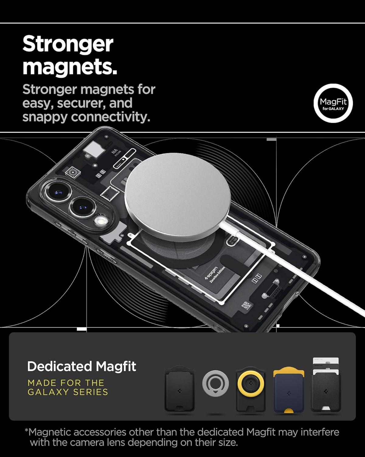 imageSpigen for Galaxy S26 Ultra Case Ultra Hybrid MagFit AntiYellowing Compatible with MagSafe Fast Wireless Charging Clear WhiteZero One Black