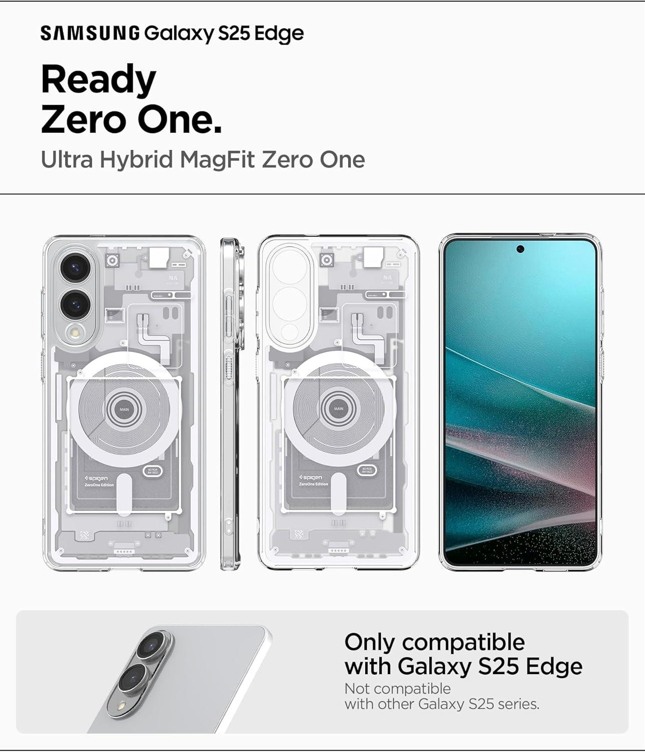 imageSpigen for Galaxy S26 Ultra Case Ultra Hybrid MagFit AntiYellowing Compatible with MagSafe Fast Wireless Charging Clear WhiteZero One White
