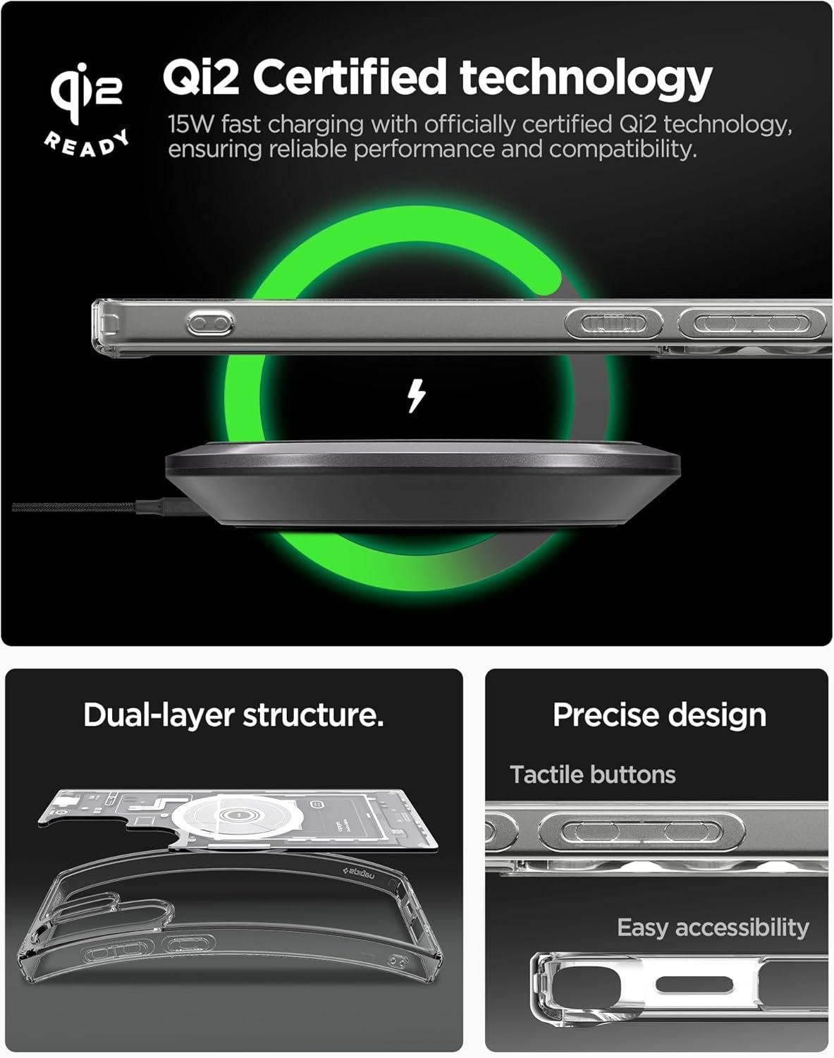 imageSpigen for Galaxy S26 Ultra Case Ultra Hybrid MagFit AntiYellowing Compatible with MagSafe Fast Wireless Charging Clear WhiteZero One White