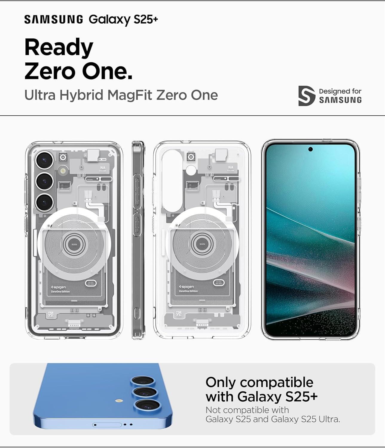 imageSpigen for Galaxy S26 Ultra Case Ultra Hybrid MagFit AntiYellowing Compatible with MagSafe Fast Wireless Charging Clear WhiteZero One White