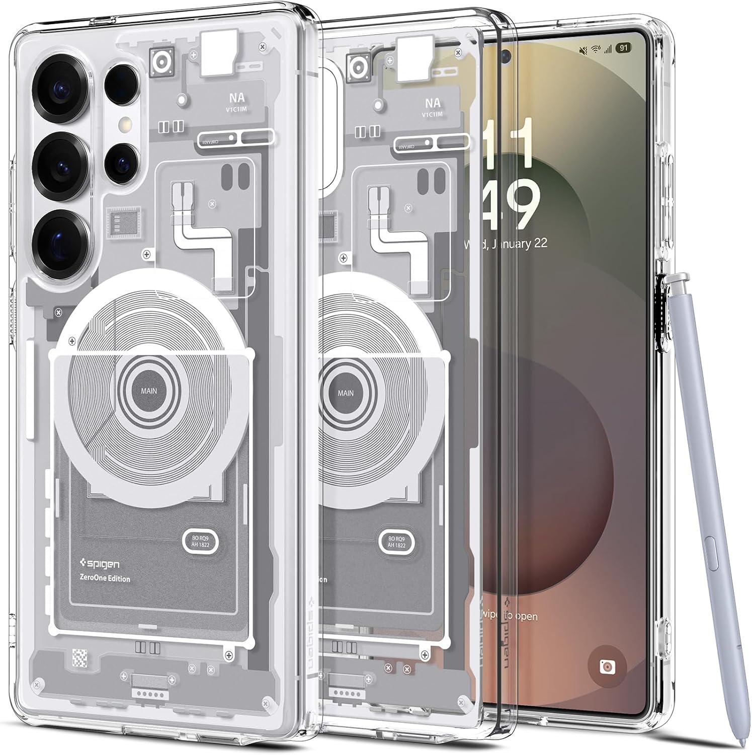 imageSpigen for Galaxy S26 Ultra Case Ultra Hybrid MagFit AntiYellowing Compatible with MagSafe Fast Wireless Charging Clear WhiteZero One White