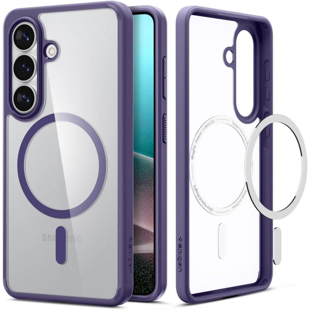 imageSpigen for Galaxy S26 Ultra Case Ultra Hybrid MagFit AntiYellowing Compatible with MagSafe Fast Wireless Charging Clear WhiteDeep Purple