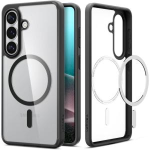 Spigen for Galaxy S26 Ultra Case, Ultra Hybrid MagFit [Anti-Yellowing] [Compatible with MagSafe] [Fast Wireless Charging] – Clear White(Matte Black)