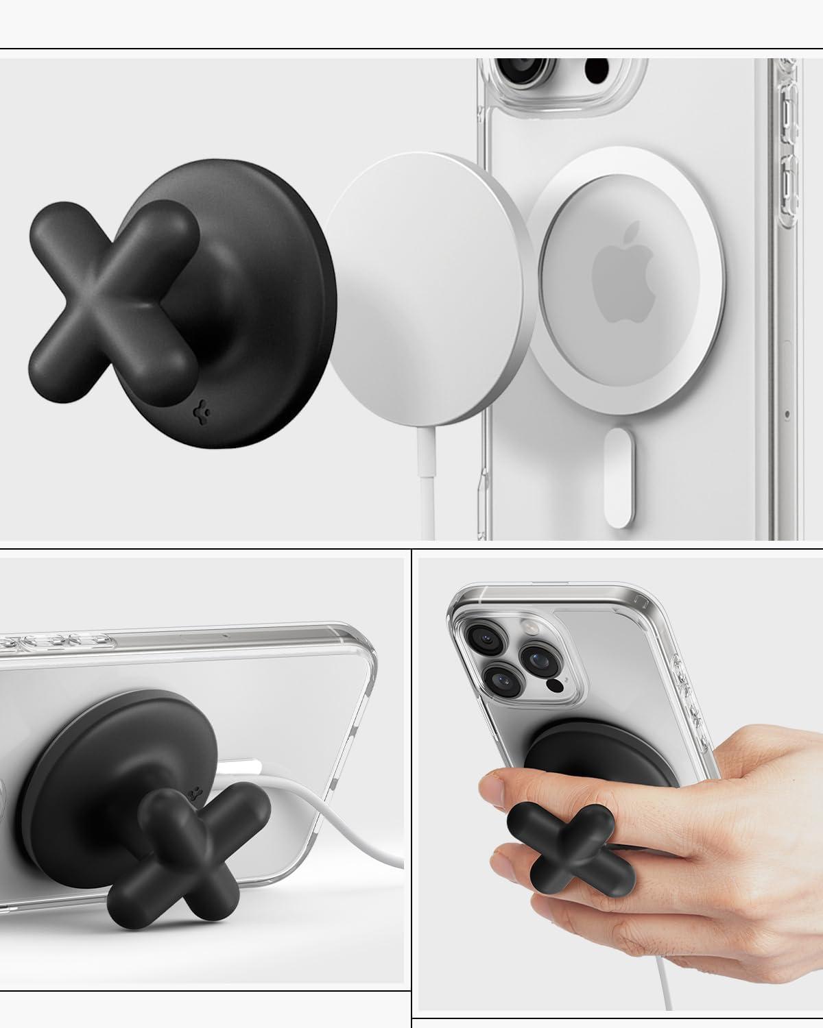 imageSpigen Grip Holder Designed for MagSafe Charger 25W 2024 Holder Grip Cover Case Compatible with iPhone 171615141312 Series Samsung Magnet Wireless Charger amp More Charger Not Included BlackBlack