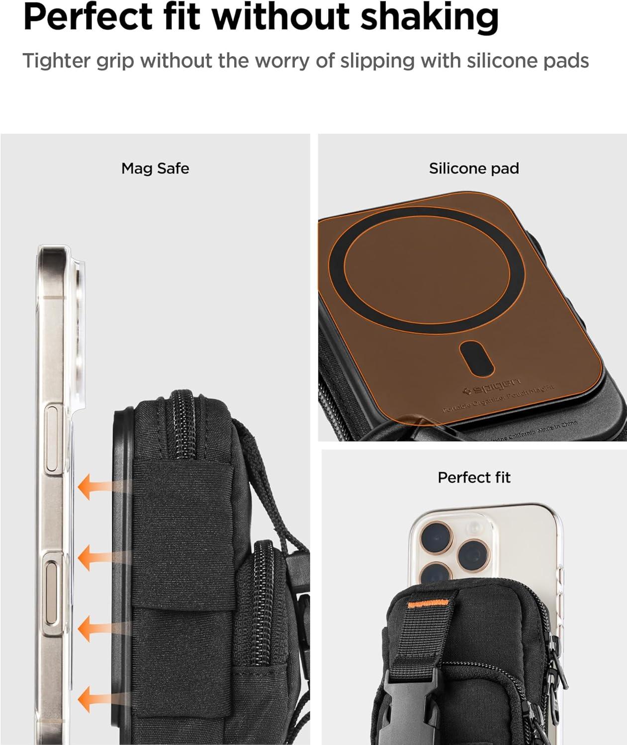 imageSpigen Magnetic Pouch Organizer RFID Blocking EDC SSD Card Storage Wallet Belt Backpack Clip Designed for MagSafe Pixelsnap iPhone 171615141312 Pixel 10 Series amp More Olive Green Tintap ZipBlack
