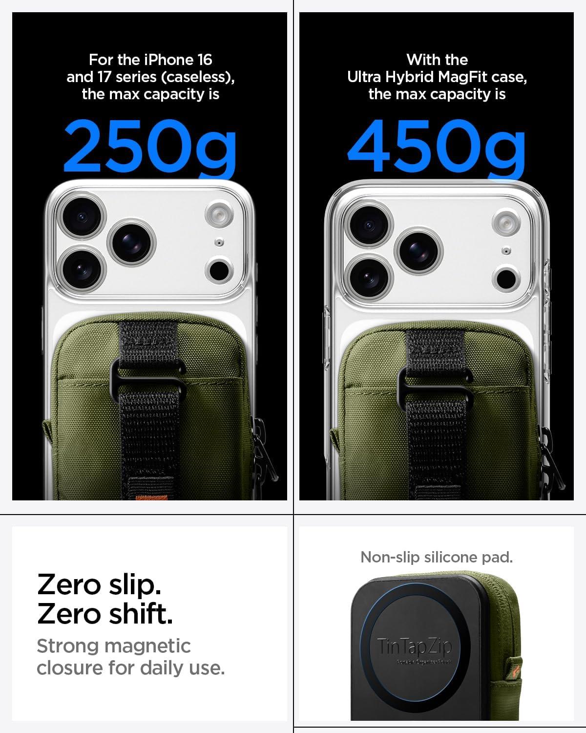 imageSpigen Magnetic Pouch Organizer RFID Blocking EDC SSD Card Storage Wallet Belt Backpack Clip Designed for MagSafe Pixelsnap iPhone 171615141312 Pixel 10 Series amp More Olive Green Tintap ZipOlive Green