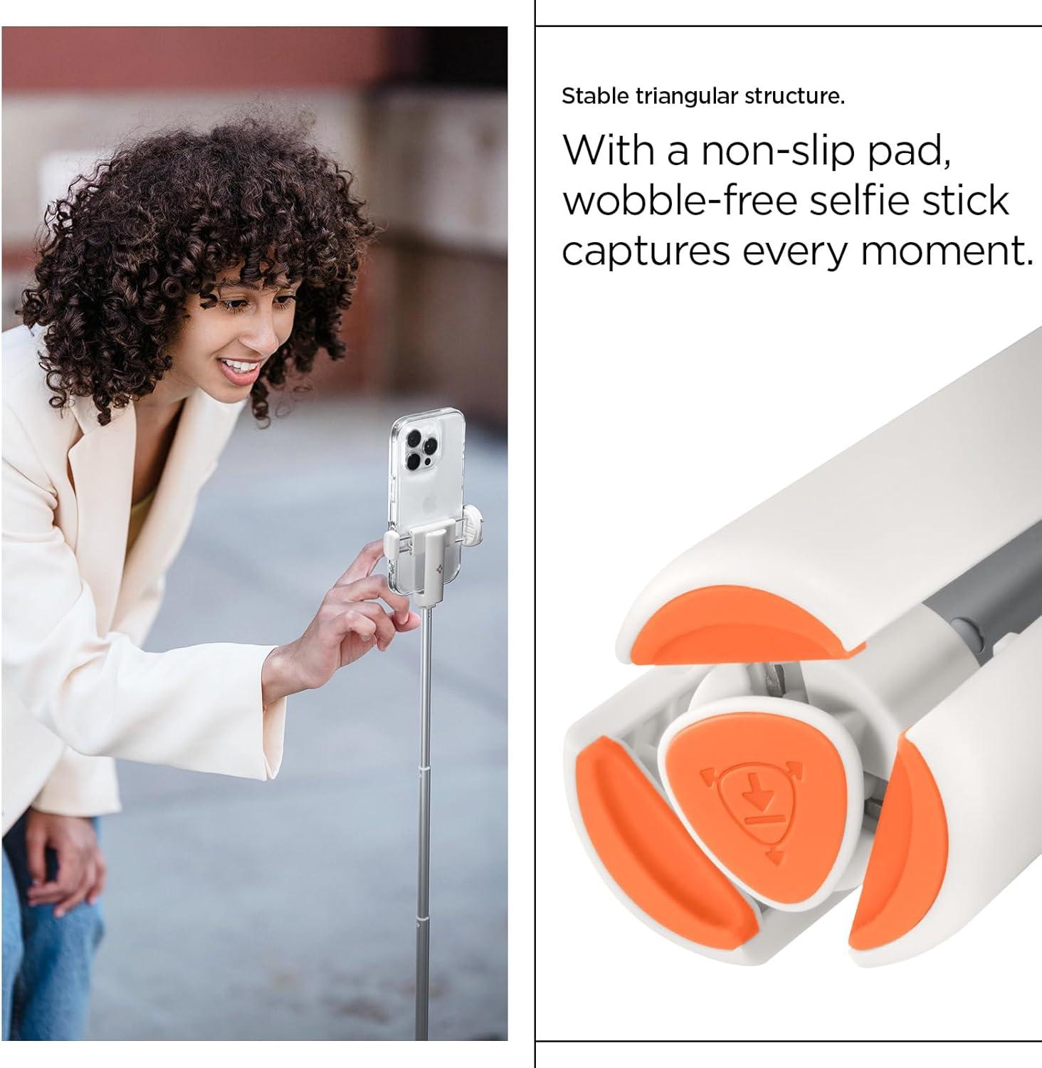 imageSpigen Selfie Stick Tripod Stand with Bluetooth Remote Control Shutter 24 Extendable Compatible with MagSafe iPhone 171615141312 Pixelsnap Pixel 10 Series amp More Black S571WDune Beige Universal