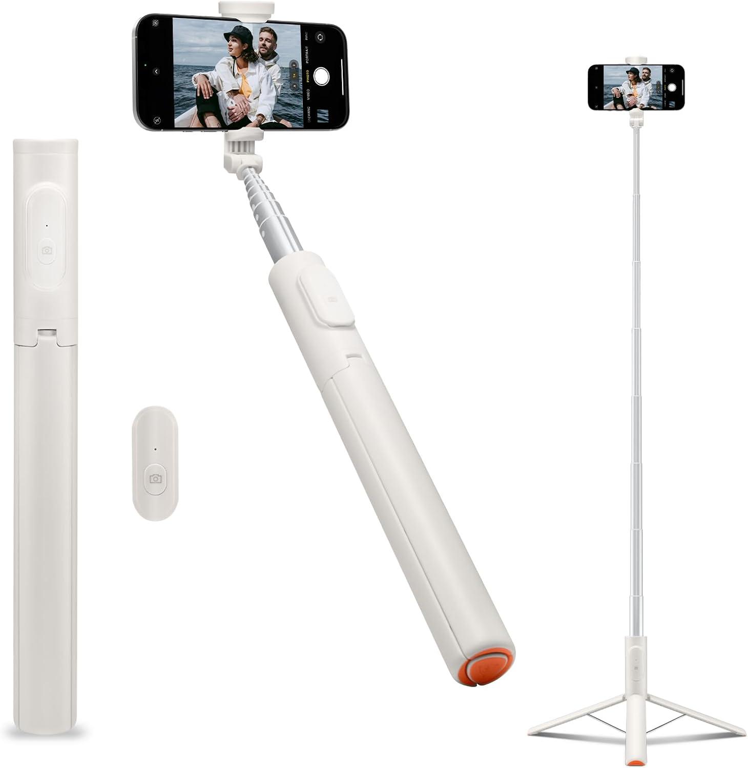 imageSpigen Selfie Stick Tripod Stand with Bluetooth Remote Control Shutter 24 Extendable Compatible with MagSafe iPhone 171615141312 Pixelsnap Pixel 10 Series amp More Black S571WDune Beige Universal