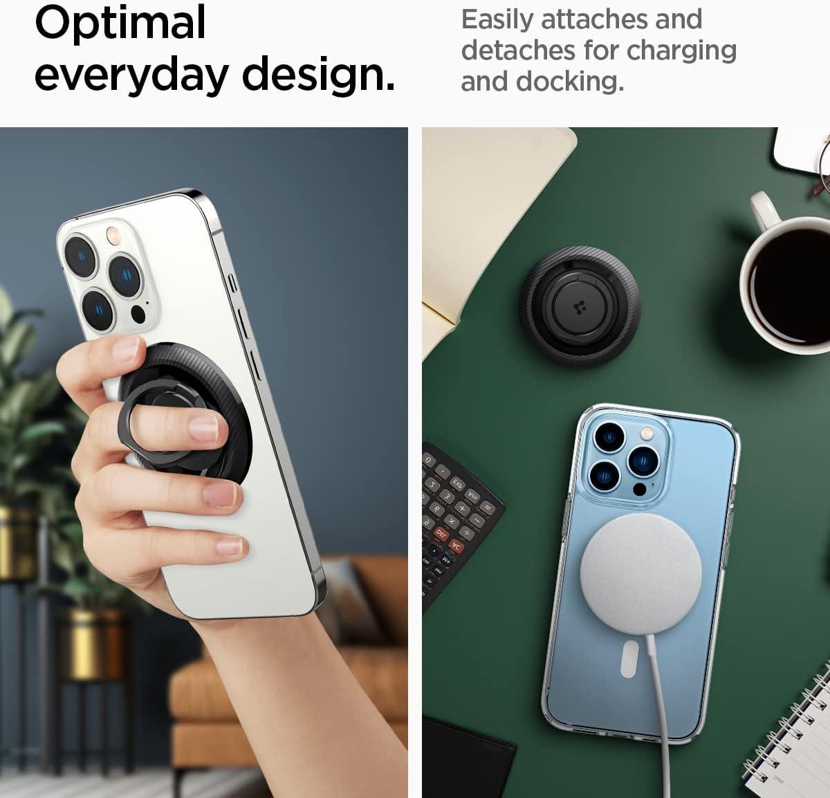 imageSpigen for MagSafe Phone Grip OMag Ring MagFit Compatible with iPhone 171615141312 AirProPro Max Galaxy S26 Series Pixel 10 Series Pixelsnap and MagneticCases Magnetic Holder BlueCarbon