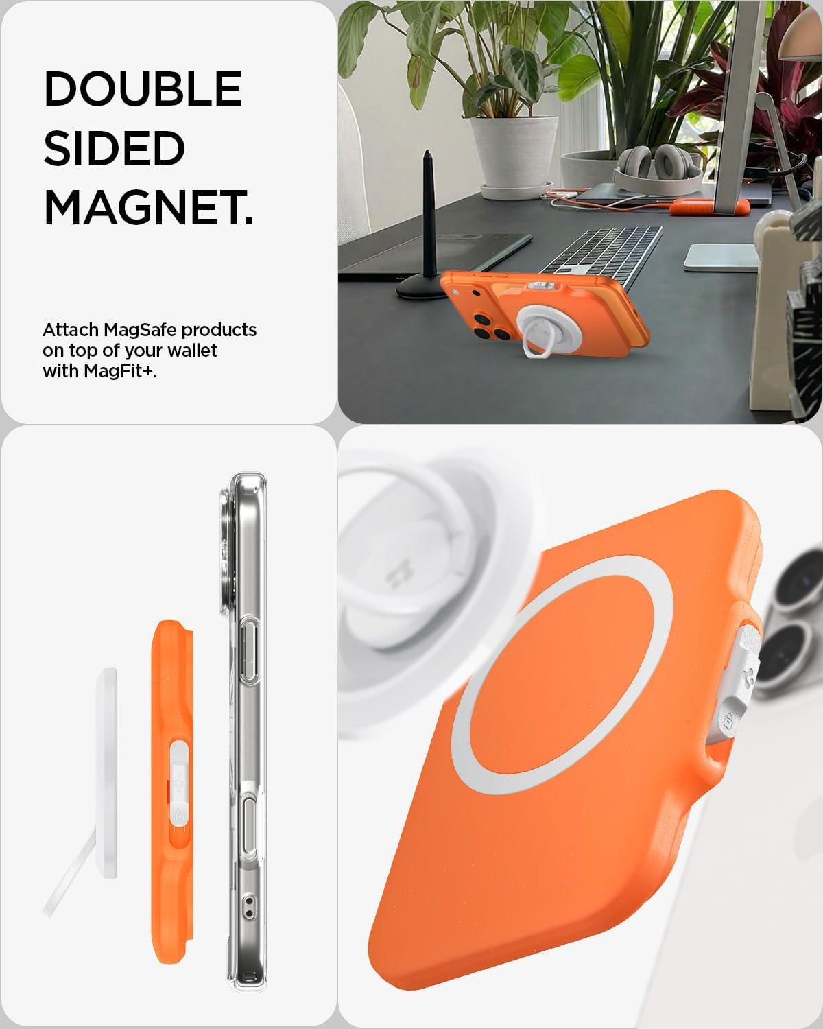 imageSpigen for MagSafe Wallet Heavy Duty Hardshell Magnetic Card Holder Compatible with iPhone 171615141312 Pixel 10 Series MagSafeCases Pixelsnap Holds 5678 CardsOrange TT
