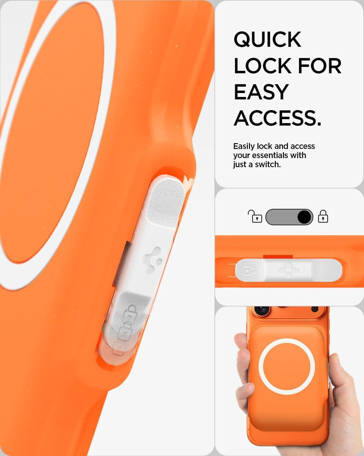 imageSpigen for MagSafe Wallet Heavy Duty Hardshell Magnetic Card Holder Compatible with iPhone 171615141312 Pixel 10 Series MagSafeCases Pixelsnap Holds 5678 CardsOrange TT