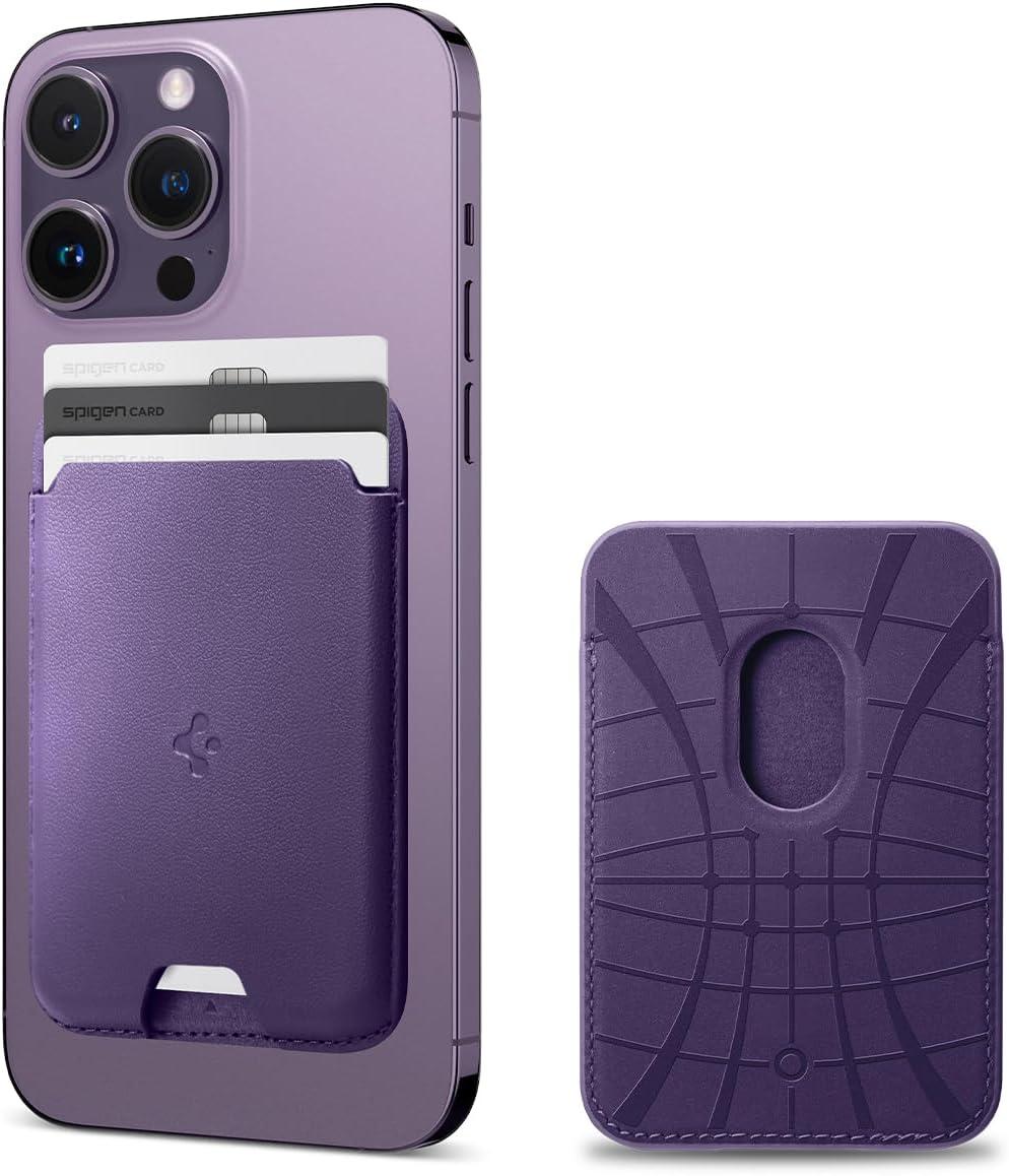 imageSpigen for MagSafe Wallet Holds 5 Cards MagFit Compatible with iPhone 171615141312 Models Pixel 10 Series MagSafeCases Pixelsnap and More Card Holder PU Black 5CardsPU Purple