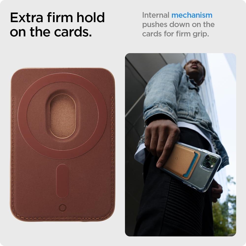 imageSpigen for MagSafe Wallet Holds 5 Cards MagFit Compatible with iPhone 171615141312 Models Pixel 10 Series MagSafeCases Pixelsnap and More Card Holder PU Black 5CardsPU Brown