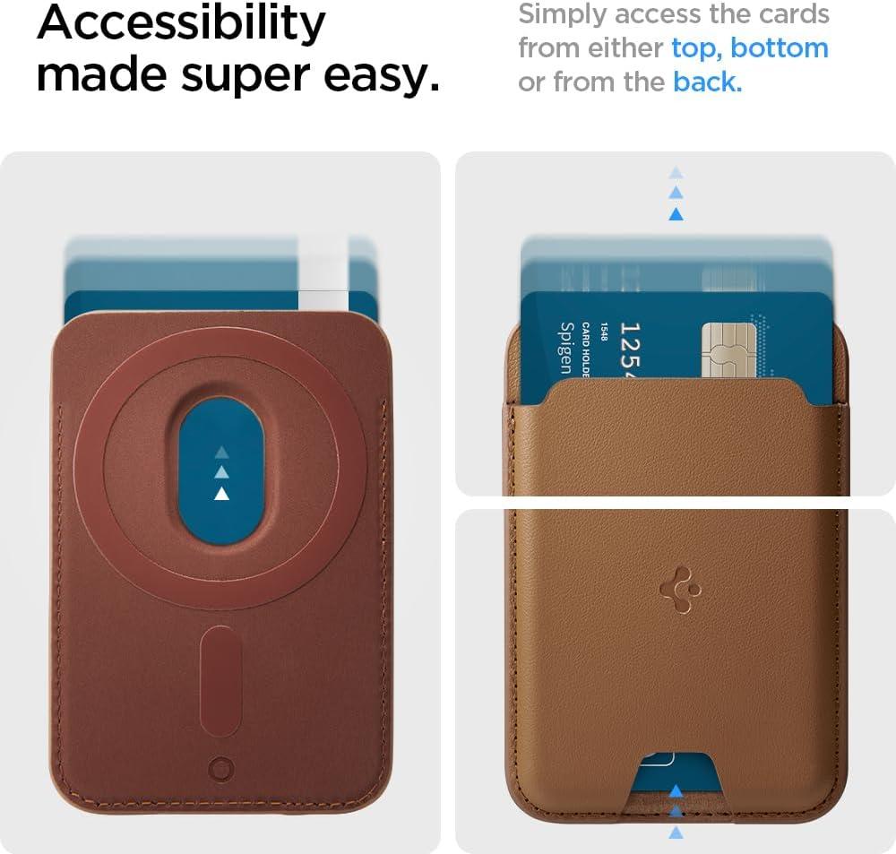 imageSpigen for MagSafe Wallet Holds 5 Cards MagFit Compatible with iPhone 171615141312 Models Pixel 10 Series MagSafeCases Pixelsnap and More Card Holder PU Black 5CardsPU Brown