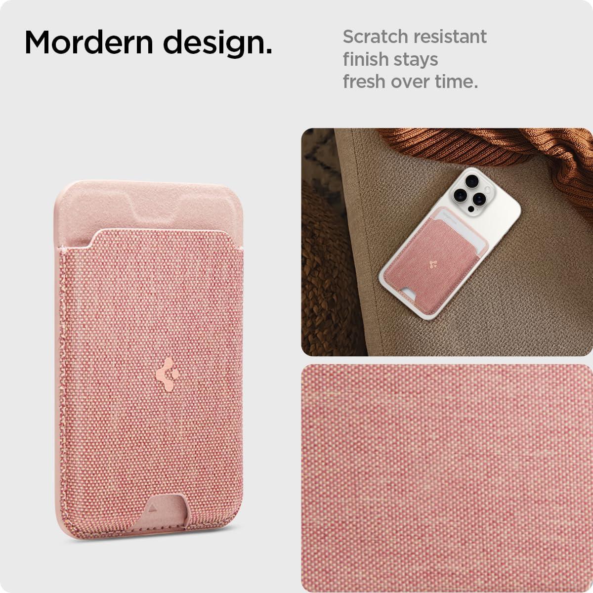 imageSpigen for MagSafe Wallet Holds 5 Cards MagFit Compatible with iPhone 171615141312 Models Pixel 10 Series MagSafeCases Pixelsnap and More Card Holder PU Black 5CardsFabric Rose Gold