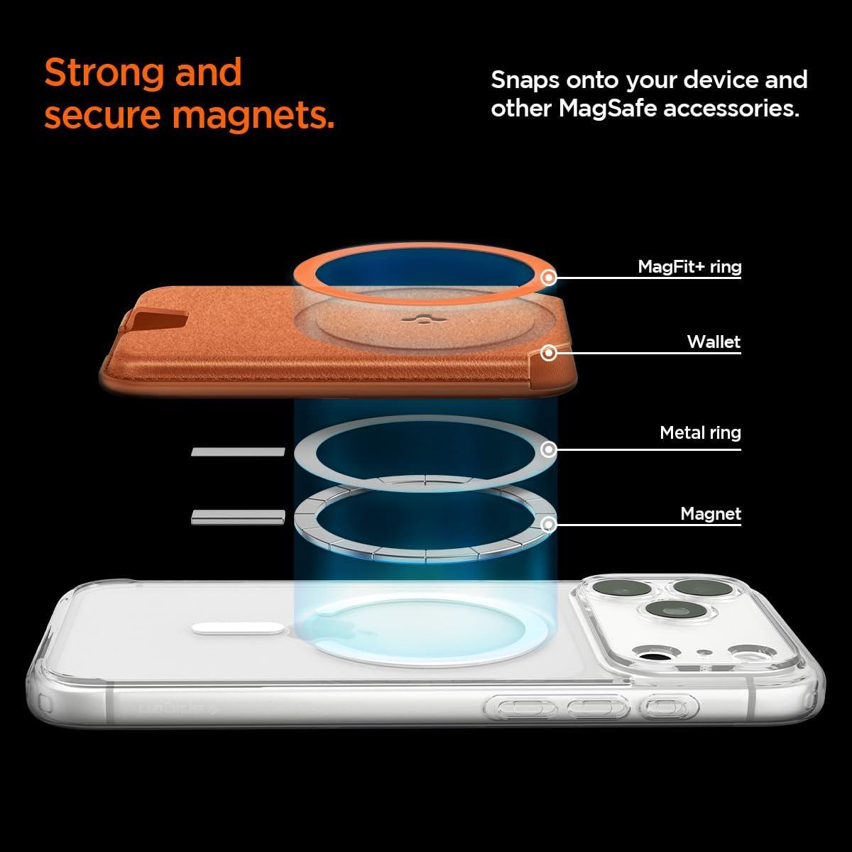 imageSpigen for MagSafe Wallet Holds 5 Cards MagFit Compatible with iPhone 171615141312 Models Pixel 10 Series MagSafeCases Pixelsnap and More Card Holder PU Black 5CardsPU Metallic Orange MagFit