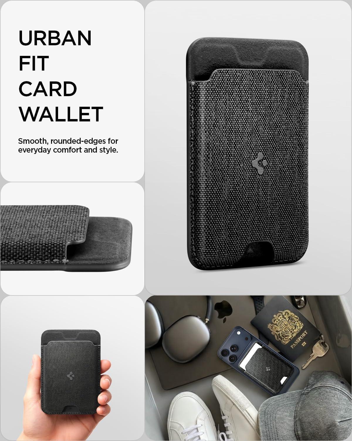 imageSpigen for MagSafe Wallet Holds 5 Cards MagFit Compatible with iPhone 171615141312 Models Pixel 10 Series MagSafeCases Pixelsnap and More Card Holder PU Black 5CardsFabric Black