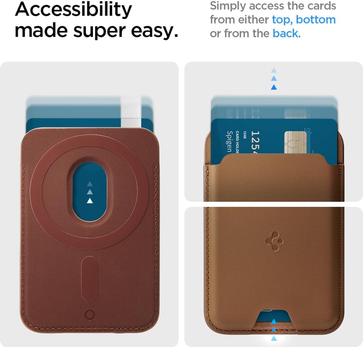 imageSpigen for MagSafe Wallet Holds 5 Cards MagFit Compatible with iPhone 171615141312 Models Pixel 10 Series MagSafeCases Pixelsnap and More Card Holder PU Black 5CardsPU Brown