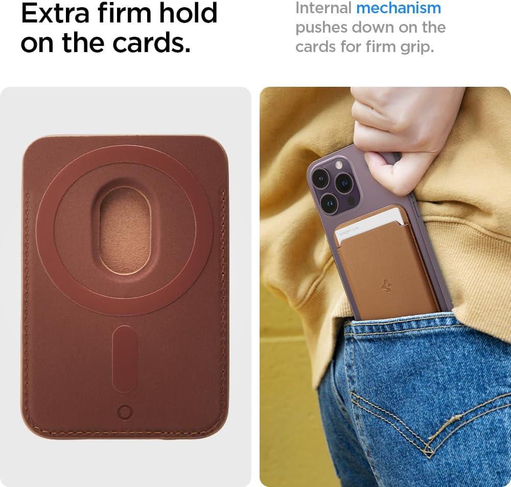 imageSpigen for MagSafe Wallet Holds 5 Cards MagFit Compatible with iPhone 171615141312 Models Pixel 10 Series MagSafeCases Pixelsnap and More Card Holder PU Black 5CardsPU Brown