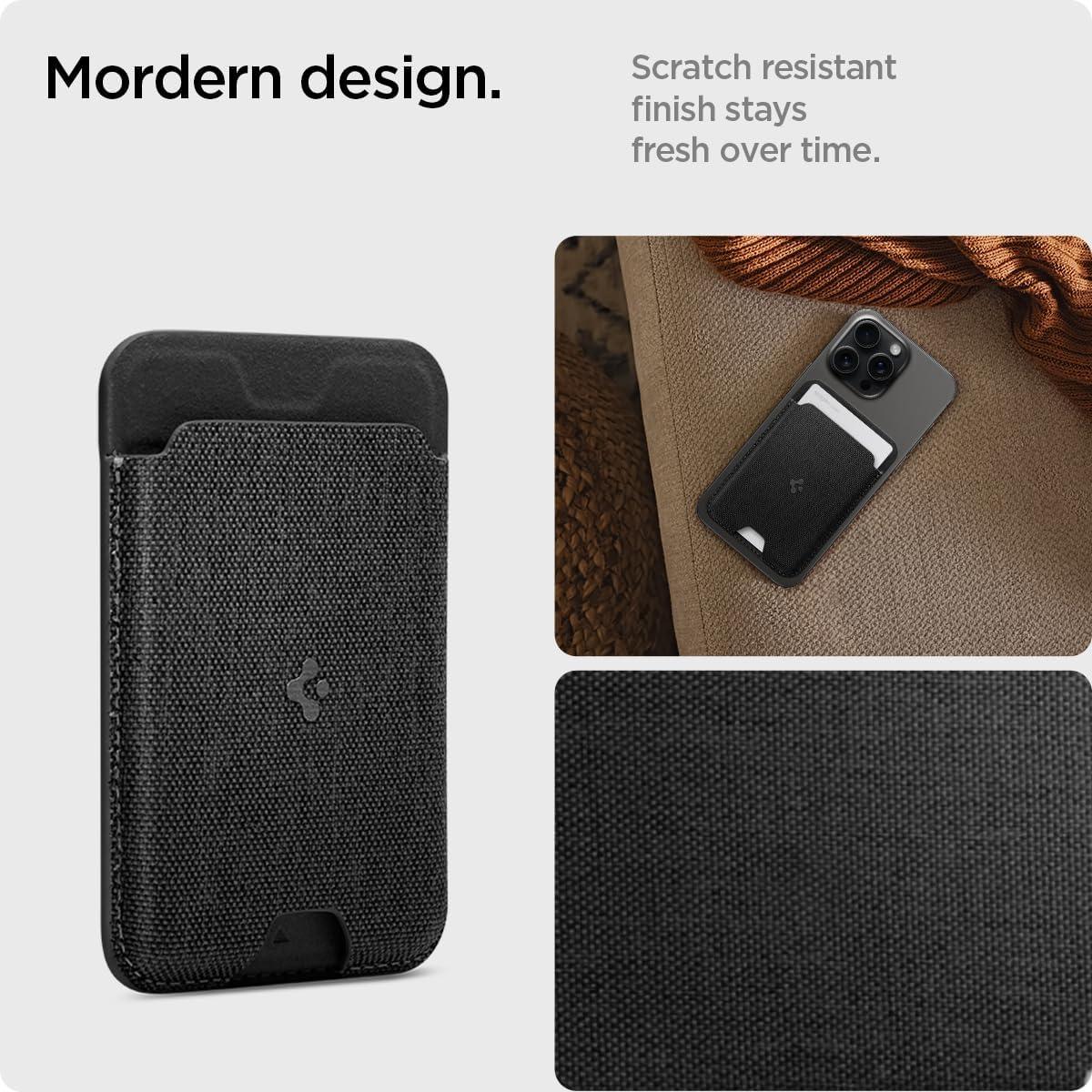 imageSpigen for MagSafe Wallet Holds 5 Cards MagFit Compatible with iPhone 171615141312 Models Pixel 10 Series MagSafeCases Pixelsnap and More Card Holder PU Black 5CardsFabric Black